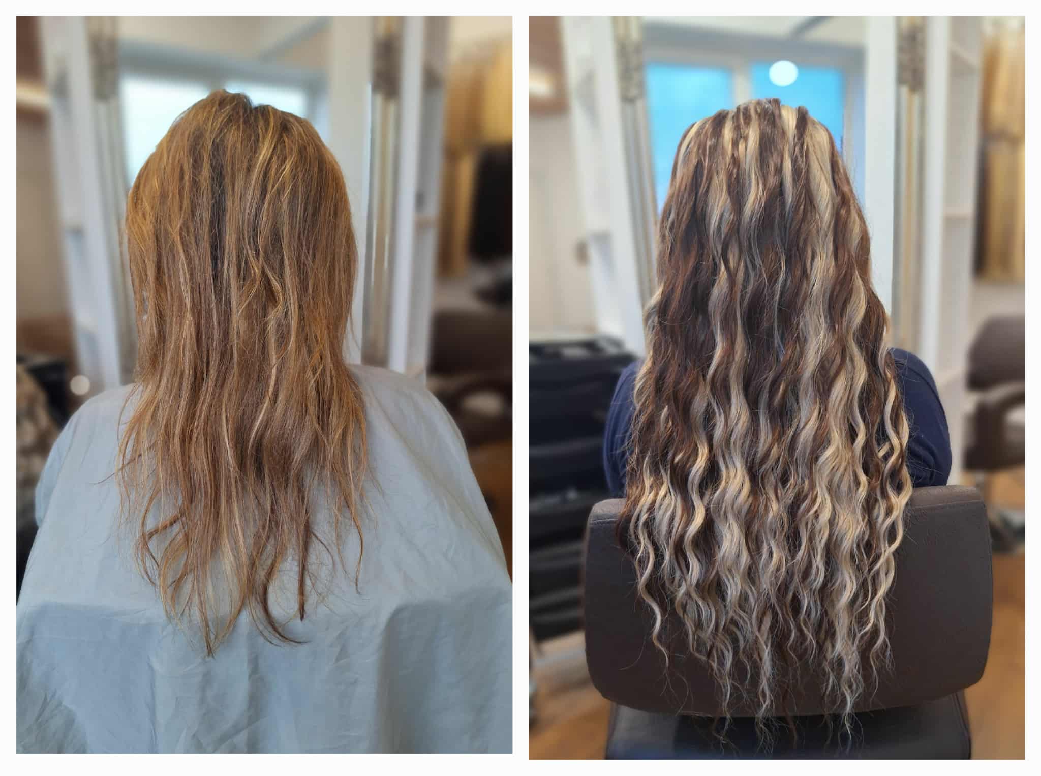 Blondid ja tumedad kammitavad lokipatsid, paigaldatud punumismeetodil.